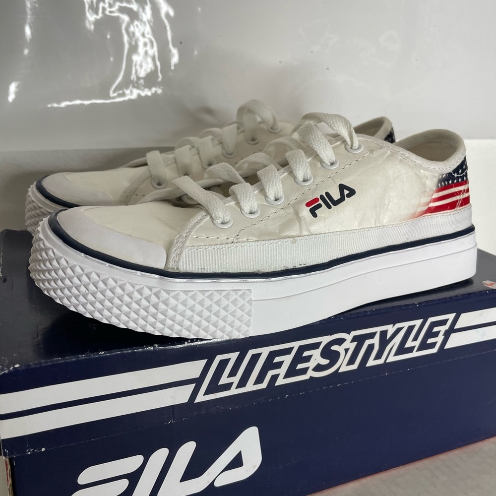 Fila Cream Sneakers with Red and Black Details